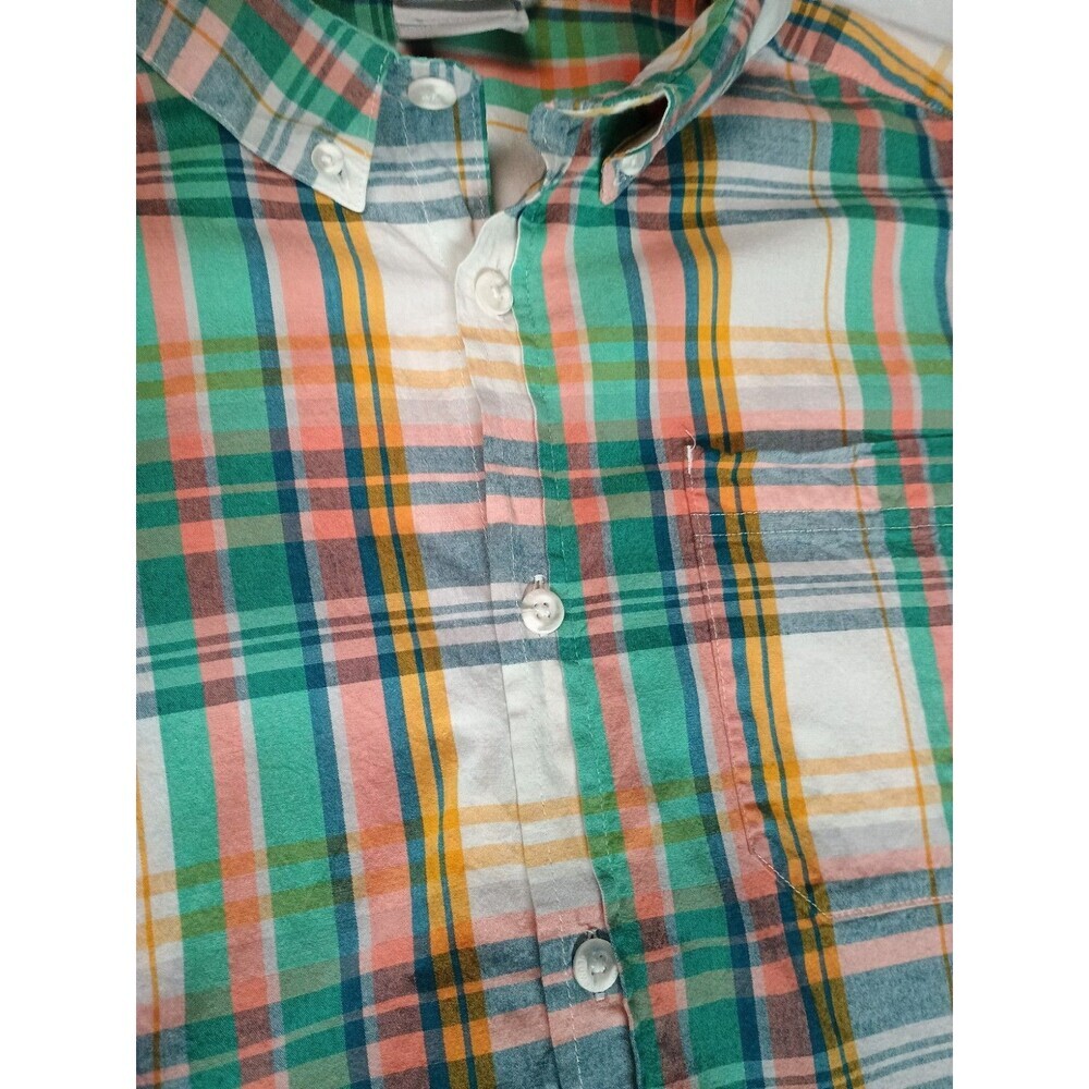 Columbia Mens Large Short Sleeve Plaid Button Down Shirt Teal Blue 100% Cotton - Picture 7 of 16